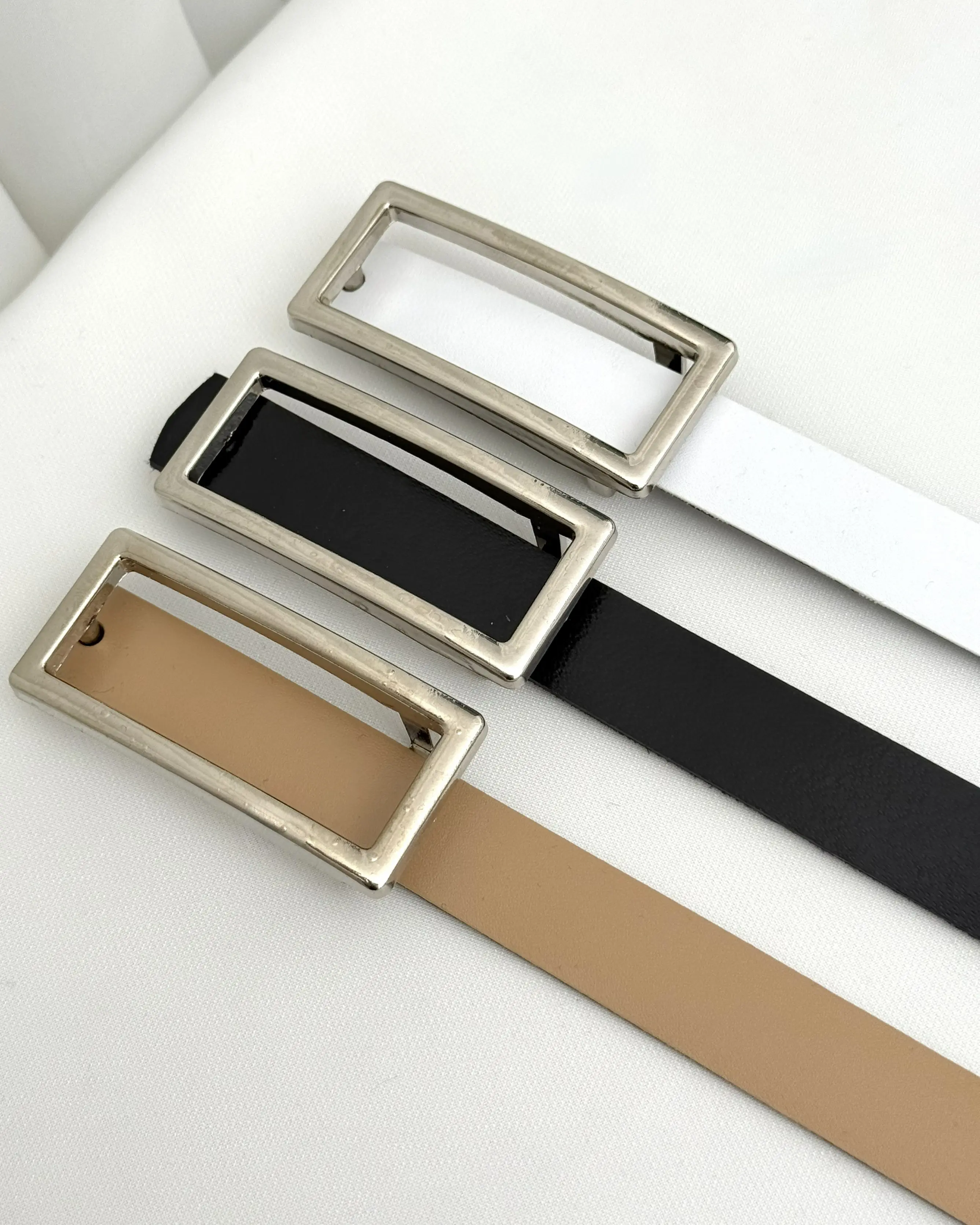 کمربند چرم دو سانتی سگک مستطیل